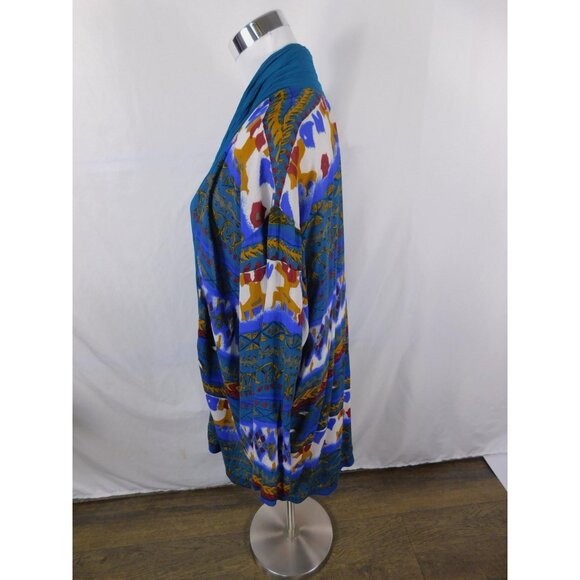 AKF Woman Sweater Womens 18 Multicolor Open Front Cardigan Boho Made in USA - Picture 4 of 11
